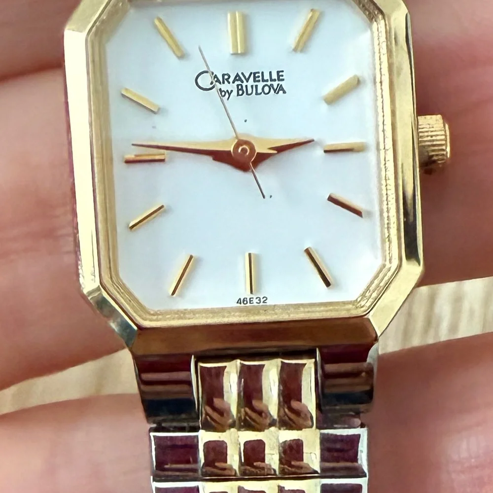 Caravelle by Bulova ladies hexagonal two tone dress watch NEW BATTERY